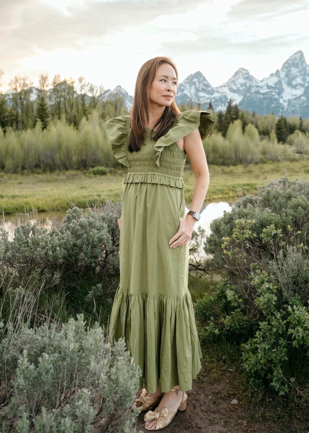 Women’s Everyday Dress in Soft Moss