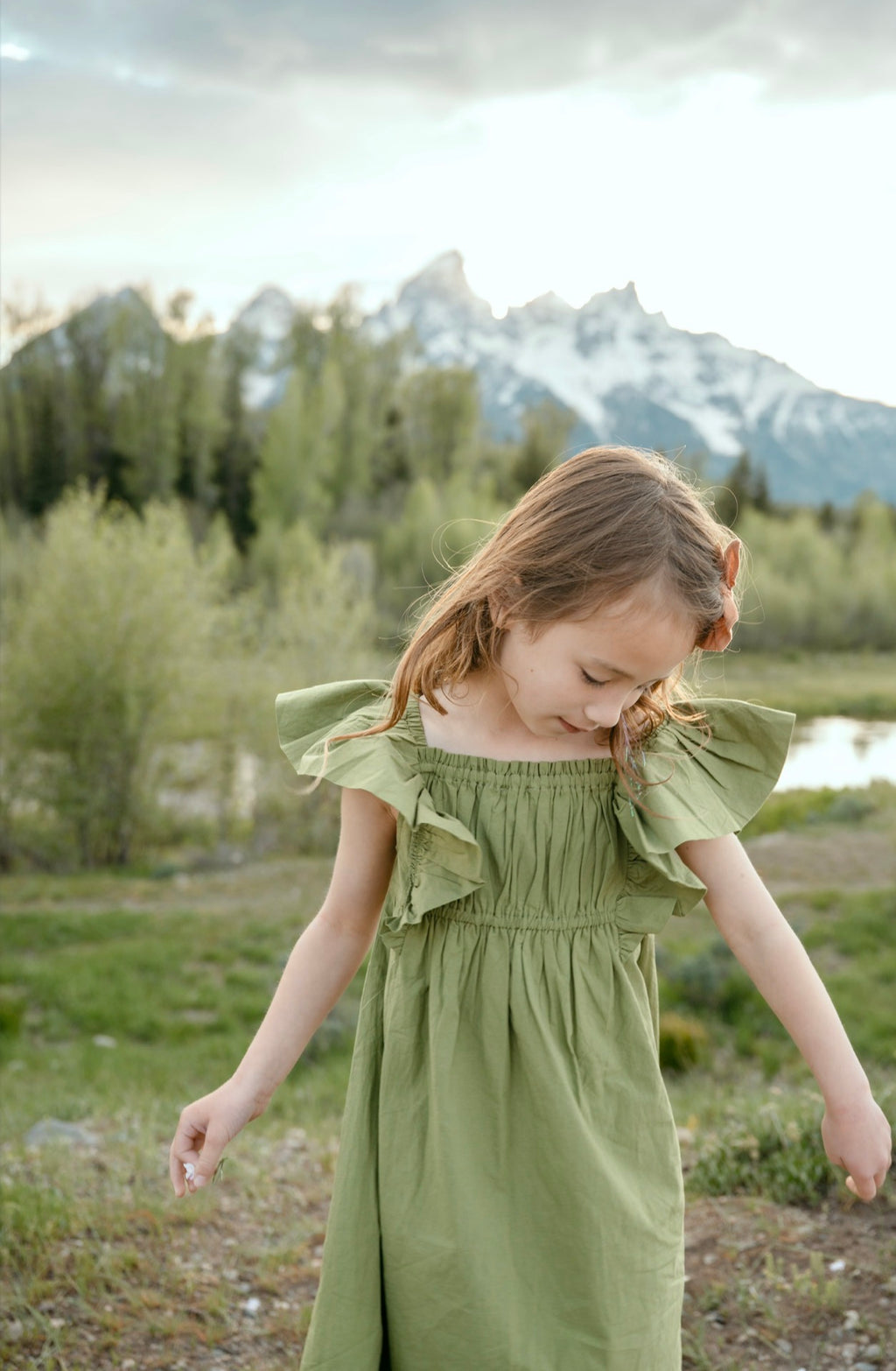 Girls’ Everyday Dress in Soft Moss