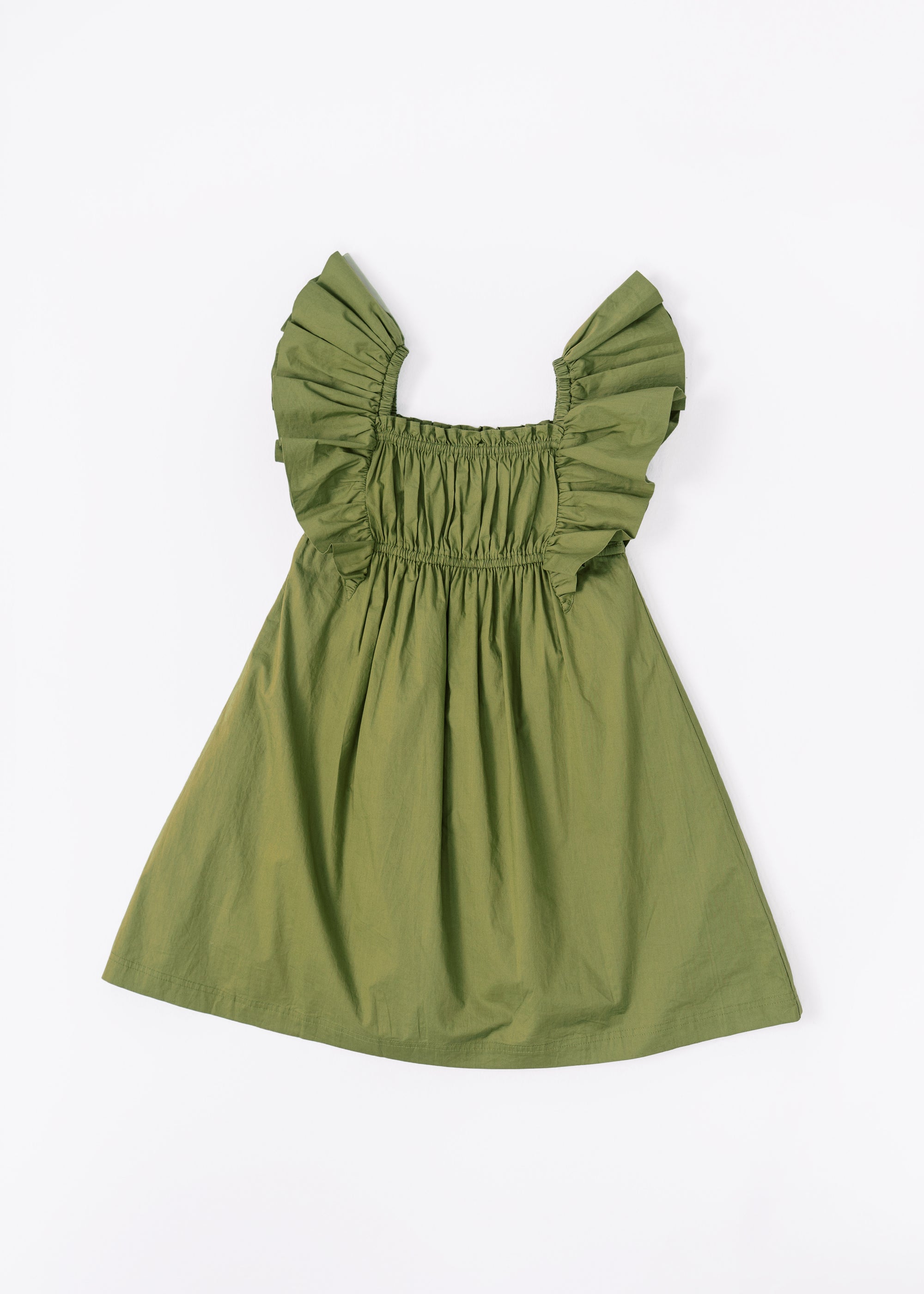Girls vintage green ruffle dress