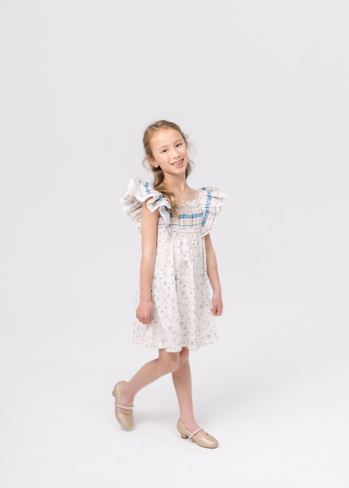 Girls’ Everyday Dress in Blue Floral
