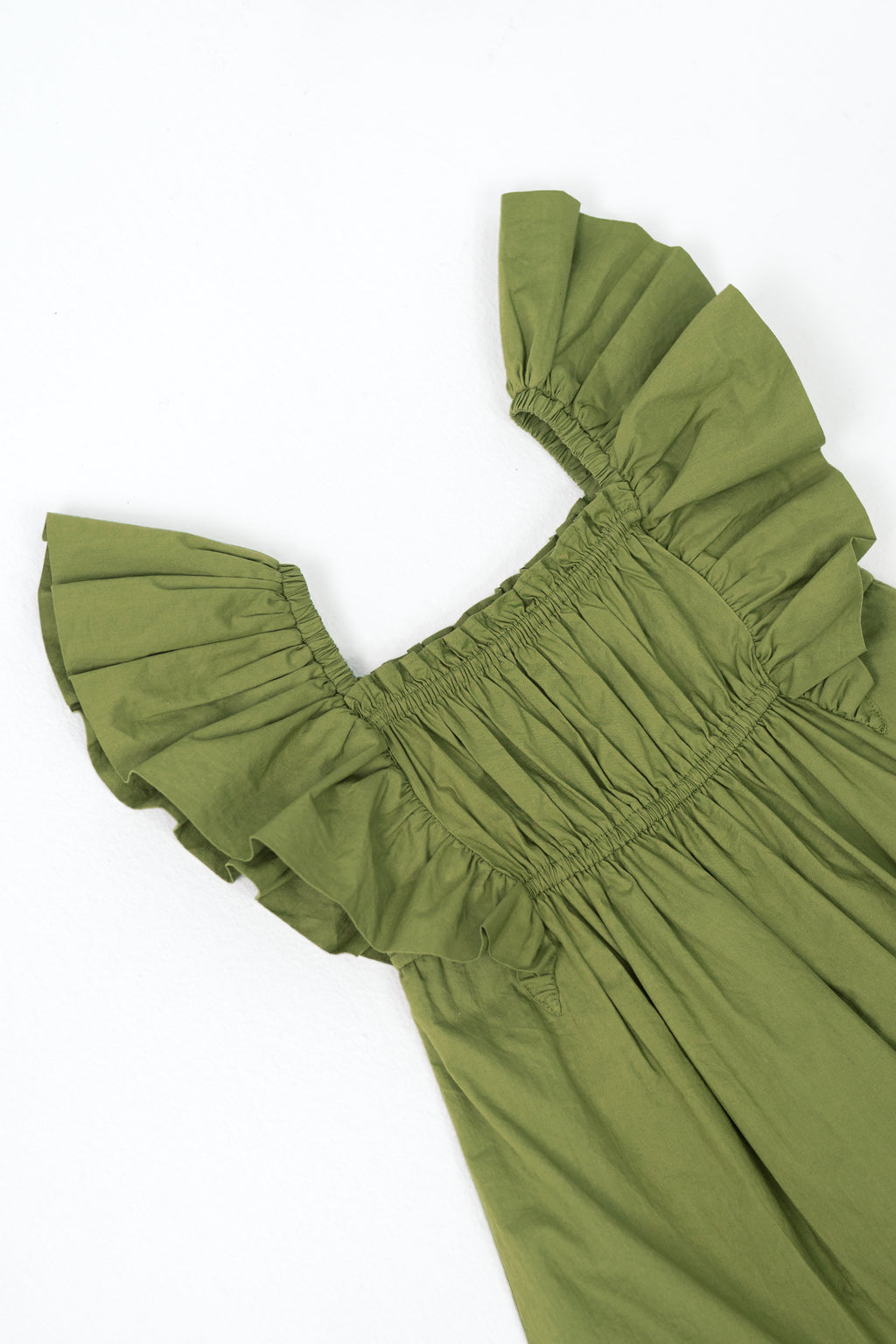 Girls vintage green ruffle dress
