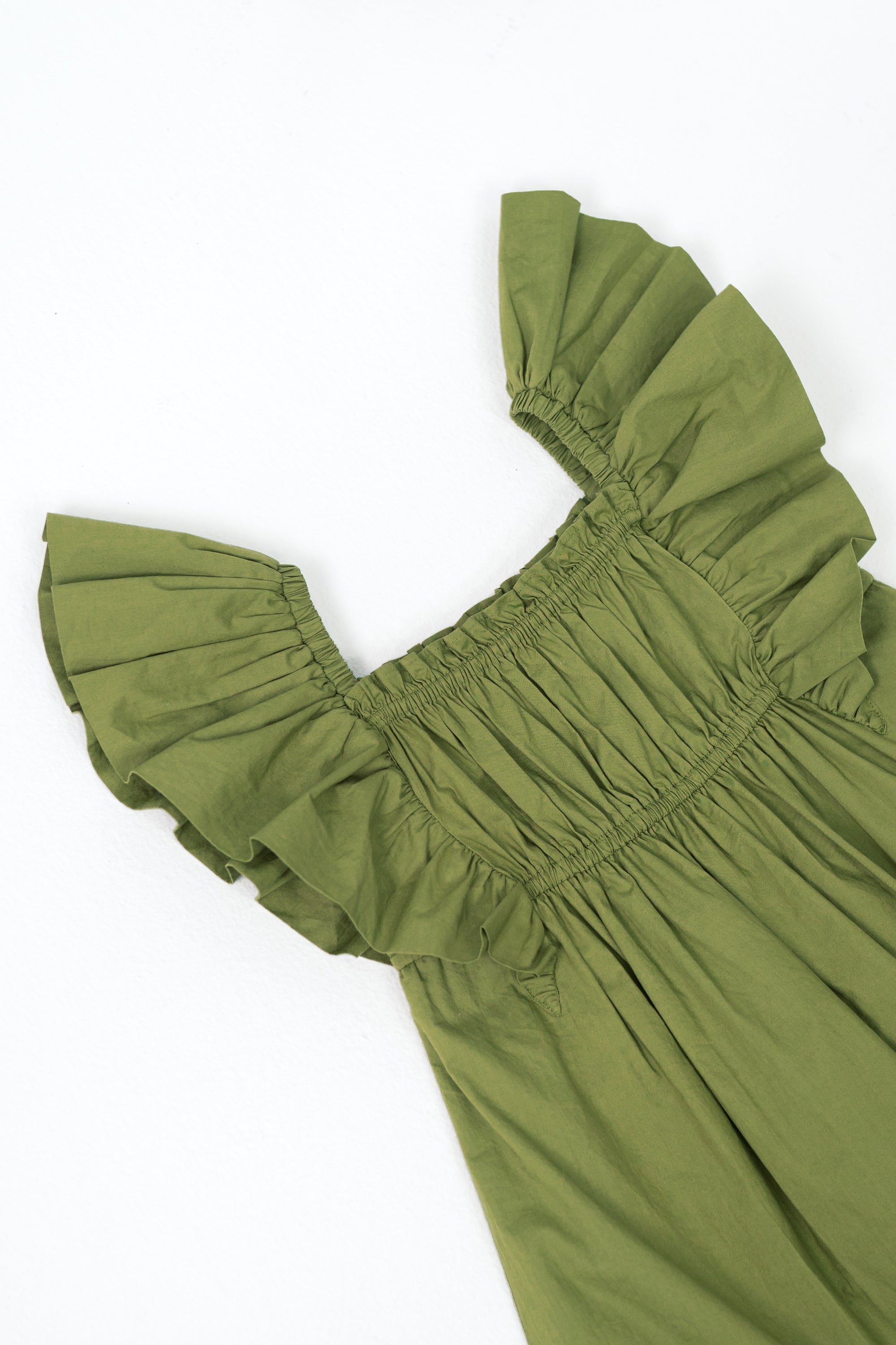 Girls vintage green ruffle dress