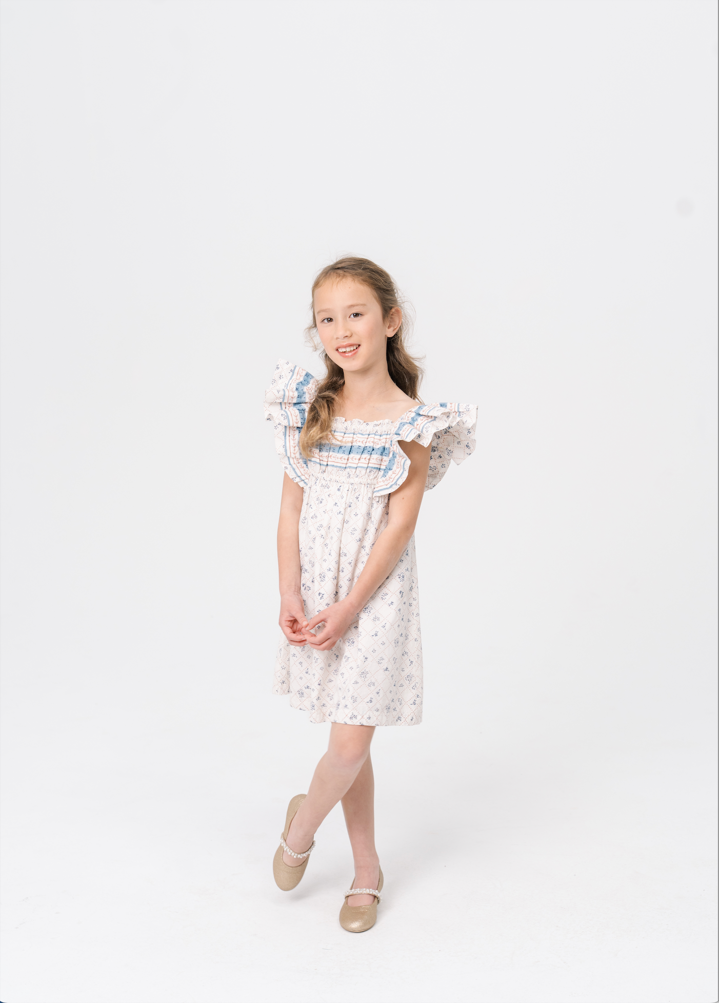 Girls’ Everyday Dress in Blue Floral